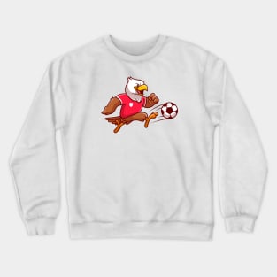 Cute Eagle Playing Soccer Ball Cartoon Crewneck Sweatshirt